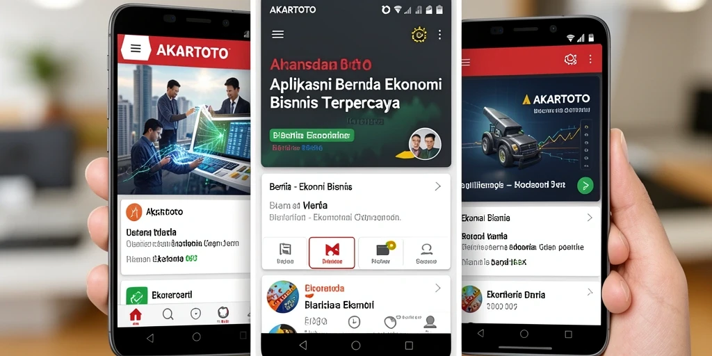Tampilan antarmuka aplikasi AKARTOTO yang menampilkan berita ekonomi dan bisnis.