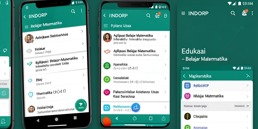 Antarmuka aplikasi INDORP untuk belajar matematika yang interaktif.