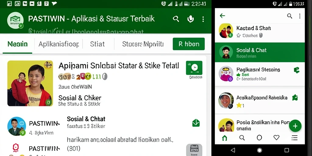 Tampilan antarmuka PASTIWIN dengan koleksi stiker yang menarik.