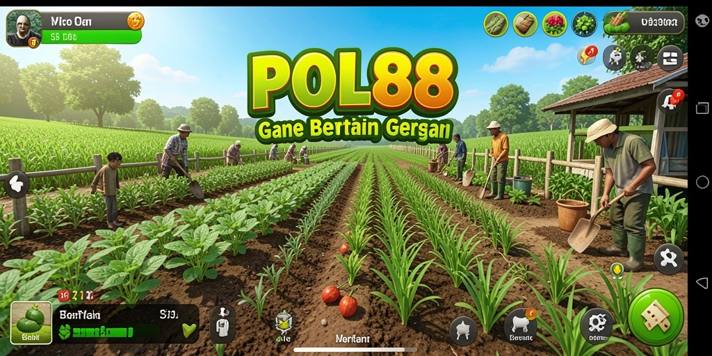 Tampilan antarmuka game Bertani yang menawan dan interaktif.