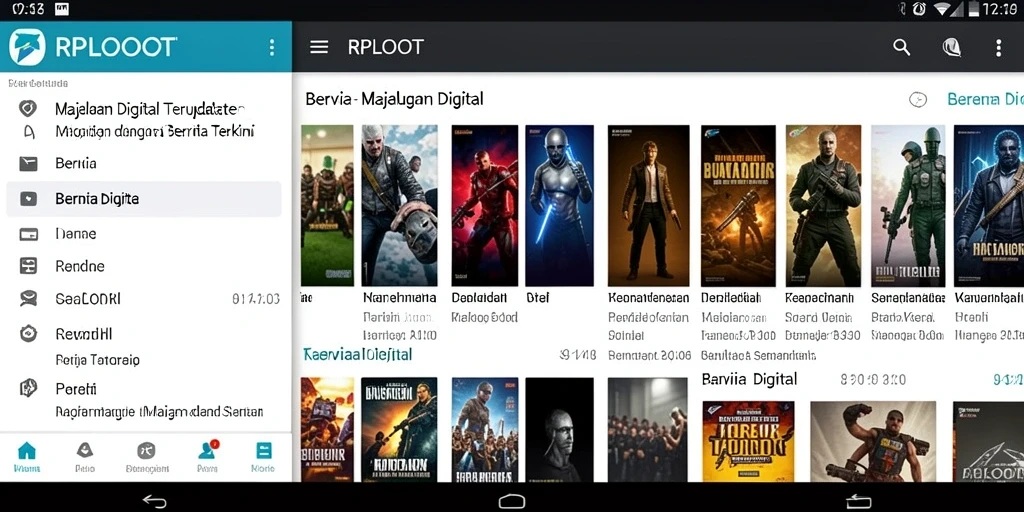 Antarmuka aplikasi RPLOOT menampilkan berita terbaru dengan menarik.